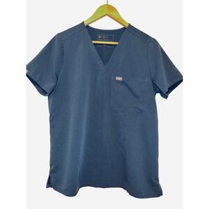 FIGS Technical Collection‎ Scrub Top Women's Medium Blue Gray V Neck Pocket